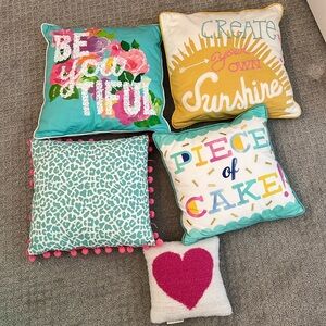 Girls pottery barn throw pillows, selling as a set of all 5